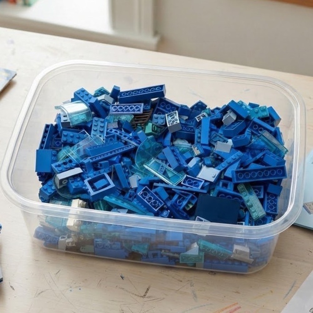 LEGO Bulk Lot 2.10lb Blue Bricks Translucent Pieces Mixed Parts Assortment